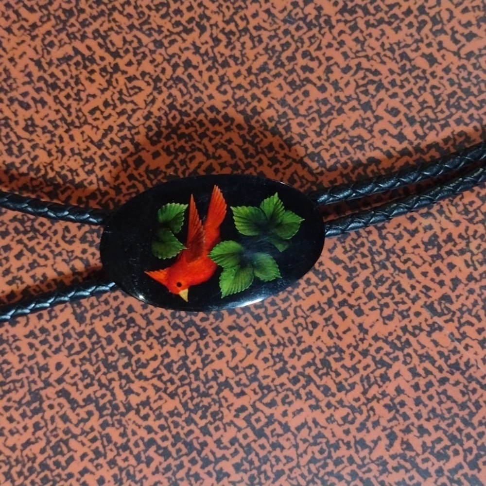 Handmade Bolo Tie With Cardinal Pendant
